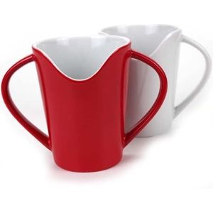 unisonoPLUS Neusbeker porselein, drinkhulp 2 hengsels, hulpfunctie, drinkhulp, beker voor senioren, gastro-kwaliteit (robuust en tijdloos) (wit)