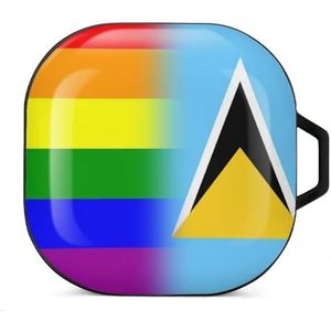 LGBT Pride And Saint Lucia vlag oordopjes hoesje compatibel met Samsung hard shell beschermhoes zwart stijl