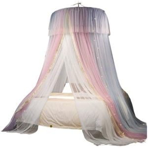 Prinses Bed Hemelbed Hemelbed Gordijn Opvouwbare Luifel Dubbellaags Sheer Mesh Dome Bed Gordijn Ronde Kant Prinses Klamboe Tent (Color : A, Size : 1.1m)