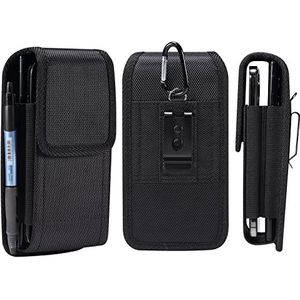 Grappig pakket Compatible with Samsung Galaxy S23 Ultra,S22 Ultra,S21 Plus,S20 Ultra Robuuste Nylon Mobiele Telefoon Riem Holster,2 Zakken Riemclip Pouch Case Compatible with iPhone 14 13 12 11 XS Pro