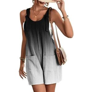 BANGHA Jumpsuits Voor Vrouwen Zomer Casual Dames Bib Overall Shorts Casual Losse Fit Pocket Korte Jumpsuit Romper Verstelbare Shortalls Zomer Oversized Playsuit Strandkleding, A, XXL