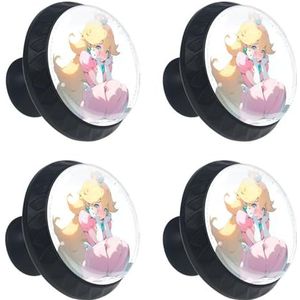 QIAOCEN Voor Princess Peach ABS glazen ronde kastknoppen met schroeven - Set van 4 voor keuken, slaapkamer, dressoir en badkamer - kastknop dressoir hardware keuken hardware