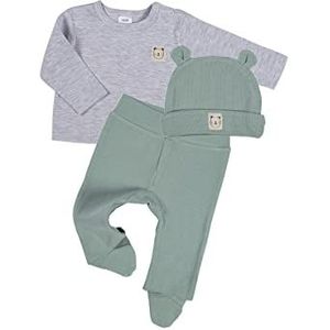 Clinotest 3-delige babykledingset voor meisjes en jongens, muts/shirt/broek, riet, 50/56 cm
