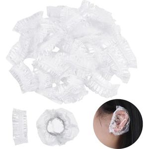 XINYUICEAN Waterdichte oordopjes, 100 wegwerp-gehoorbeschermkappen, wegwerp-gereedschap voor het verven van haar, douche, oorbeschermers, douchemutsen