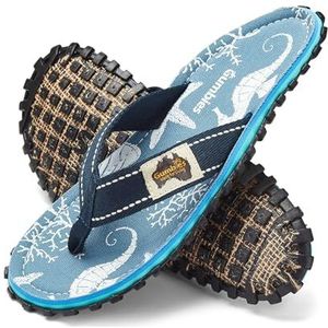 Gumbies Islander Teenslippers voor dames en heren, met superzachte katoenen teenslippers en duurzame gerecyclede rubberen zool, gegarandeerd comfort, Zeepaardje, 40.5 EU