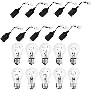 10 x bouwfitting lamp renovatie fitting E27 zwart met steekklem 11W/42W/60W LED/halogeen/gloeilamp (fittingen 10x 60W gloeilamp)