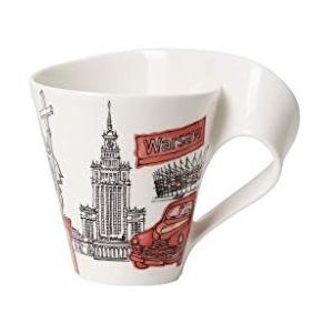 Villeroy en Boch Cities of the World koffiemok Warsaw, 300 ml, premium porselein, wit/kleurrijk
