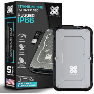Titanium Een Draagbare Externe SSD 2 TB USB 3.2 Gen 2 IP66 Water/Stof/Shock Proof voor PC Laptop Mac Android Game Console