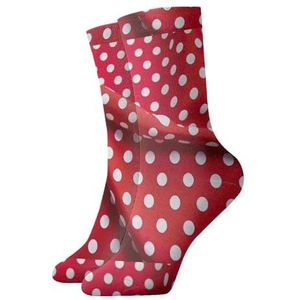 UVBDF Rode Witte Stippen In te ademen Comfort Sokken, Vochtafvoerende Zachte Sokken voor Dagelijks Dragen en Sportschool