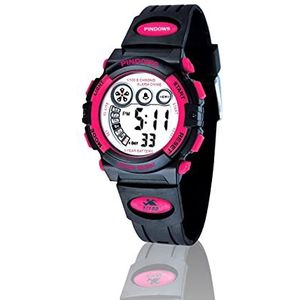 Boys Digital Watches, 3ATM waterdicht horloge, Outdoor Sport Watch Multifunction Waterdicht elektronisch horloge, met LED -licht alarm en kalender,Rood