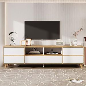 VASAGLE TV-meubel, TV-tafel, TV-plank, lowboard met open vakken, voor woonkamer, entertainmentkamer, voor TV's tot 65 inch, industrieel design, vintage bruin-inktzwart LTV061K01