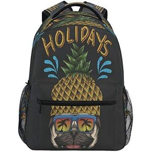 Vakantie Mops Ananas schattige rugzak schooltas voor kinderen jongens meisjes studenten schouderriemen reistassen voor vrouwen mannen