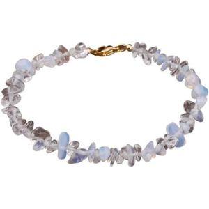 Minerale steen gouden kettingen armband, kristal armband, onregelmatige afgebroken amethisten citrien Rose kralen armband vrouwen (Color : Opal)