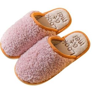 Slip-on modieuze warme pluche pantoffels: uniseks pantoffels voor vrouwen, mannen, meisjes, man, vrouw, winter, Roze 44, one size