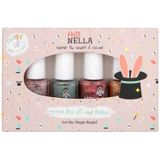 MISS NELLA - MAGIC COLLECTION - Glitternagellak - Set van 4 Stuks - Roze Rood Goud Blauwzilver