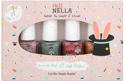 MISS NELLA - MAGIC COLLECTION - Glitternagellak - Set van 4 Stuks - Roze Rood Goud Blauwzilver