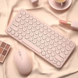 QPSJXN Wireless Silent Keyboard en Muiscombinatie voor Pro en PC Gaming Laptops Draagbare Set (Roze Set)