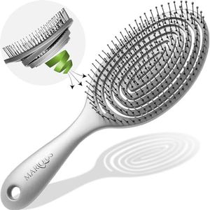marQus Bio-haarborstel zonder trekken met unieke dubbele spiraalveer en extra borstelharen voor optimale drukverdeling en verzorging. Ontwarrende borstel voor elk haartype