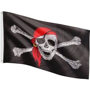 FLAGMASTER vlag, 30 verschillende vlaggen om uit te kiezen, formaat 120 cm x 80 cm, Jolly Roger piratenvlag