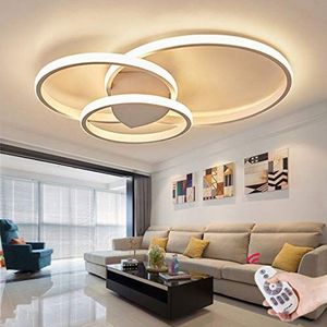 JINWELL Acryl plafondlamp, smeedijzeren ronde woonkamerlamp, modern led-plafondlamp design, metalen kroonluchter voor de eetkamer, keuken, slaapkamer, badkamer, plafondverlichting, 54 W, drie cirkels,