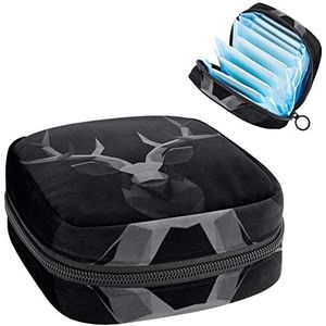 Opbergtas voor maandverband Pads, Menstruatie Cup Pouch, Periode Bag Organizer voor vrouwelijke Pads Tampons, Rendier Head