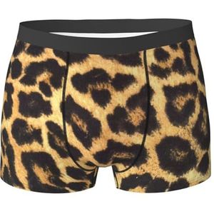 ZJYAGZX Boxerslips voor heren met luipaardprint, comfortabele onderbroek, ademend, vochtafvoerend, Zwart, M