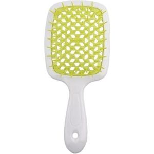 1 stuk doorzichtig handvat roosrood brede tanden luchtkussen haarkam vrouwen hoofdhuid massage kammen haarborstel uithollen thuis stylingtool (maat: wit met groen)