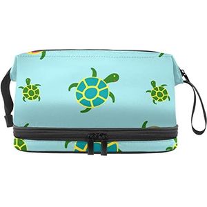 Grote capaciteit reizen cosmetische tas,Zeeschildpadden blauw,Make-up tas,Waterdichte make-up tas organisator, Meerkleurig, 27x15x14 cm/10.6x5.9x5.5 in