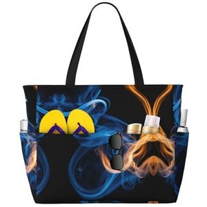 JEJEA Blauwe Vlam Print Tote Tas Grote Schouder Hobo Tassen Vrouwen Casual Handtassen Grote Capaciteit Winkelen Werk Tas, Zwart, Eén maat