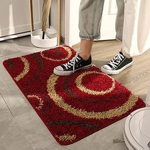 Mnribey Antislip vloerkleed voor gebruik binnenshuis, rood, doe-het-zelf keuken en badkamer tapijt (04, 60 x 90 cm)