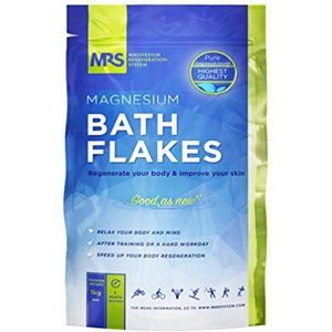 Fijnste Magnesiumbadvlokken, Epsom zout, Badzout, Lichaam- Spieren- en Voetbad, Lichaam en Geest Regenereren, Gedolven in Duitsland - Oude Zechstein-zeebodem, MRS Magnesiumregeneratiesysteem (1 kg - 2.20 lb)