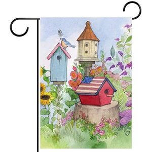 Tuinvlaggen 12x18 Dubbelzijdig,Buitentuinvlaggen,tuinhuis vogel bloem,Kleine Outdoor Boerderij Decoratieve Vlaggen