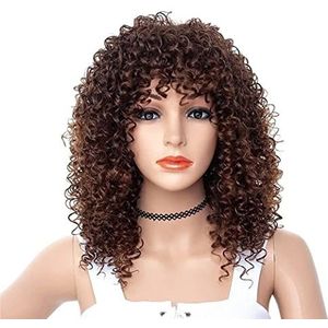 pruiken Pruik for vrouwen Wollen Roll Natural Fluffy Pruiken Brown Explode Pruiken for Party Cosplay Body Mode Pruiken pruik (Color : Brown, Size : 18.5inch)