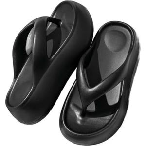 fengqingyunyan0304 Slide, teenslippers met dikke zool voor dames, strandschoenen van EVA, zomersandalen, voor heren, Zwart, 38 EU