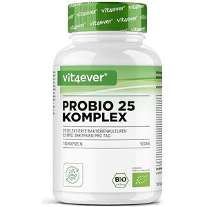 Probio 25 - Culturencomplex met 32 miljard melkzuurbacteriën & 25 bacteriestammen + organische inuline per dagelijkse dosis - 180 maagsapresistente capsules - Hoog gedoseerd - Veganistisch