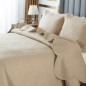 Dekbedovertrek, dekbedovertrek, dekbedovertrekset Handmade All Season Quilt Blanket Sheets Super King Bed Cover 243x270cm with 2 Pillowcase,Blue,224 * 234cm(Khaki,224 * 234cm)