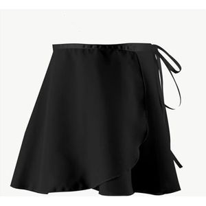 Balletrok voor meisjes, dames, chiffon, wikkelrok voor balletdans, voor kleine meisjes en vrouwen, transparante ballerina-sjaal om te dansen, elastische tailleband zonder veters, effen kleur (kleur: