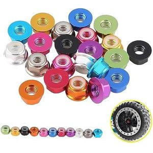 Borgmoeren, 5 stuks M2-M6 rood/zwart/blauw/lichtblauw/oranje/goud/paars/roze/zilver/grijs geanodiseerde aluminium flens nylon borgmoer(Silver-M3)