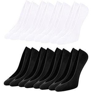 Toes Home Enkelsokken ballerina sokken voor dames, 8 paar, onzichtbare sneakersokken voor dames, voeten met antislip siliconen, no show, ademend, halfsokken, 8 paar (4 zwart + 4 wit), 35-38 EU
