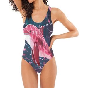 KAAVIYO Roze Space Dolfijn Badmode Een Stuk Badpak Pakken Monokini Strandkleding Voor Vrouwen Kids Tiener Meisjes, Patroon, M