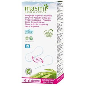 30 Masmi Aanpasbare Flexi inlegkruisjes van biologisch katoen voor bikini, tanga, G-string, biologisch afbreekbaar, parfum, chloor- en dioxinevrij... (enkele verpakking)