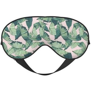 Groene Palmboom Bladeren Roze Print Outdoor Reizen Stijlvol Oogmasker Verstelbare Slaap Camping Meditatie Ontspanning
