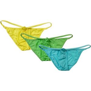 Yomie Heren Upturned Shortys Sexy String Elastisch en Comfortabel Ondergoed Upwards Upturned Slips, 3-pack (blauw + groen + geel), XXL