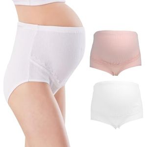 yeeplant Verstelbare lichtgewicht shapewear voor zwangerschap, zacht rekbaar universeel 2 paar moederschap hoge taille herbruikbare shapewear, Roze en Wit, one size