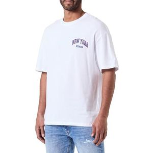 Jack & Jones JJEBRADLEY Varsity Tee SS O-Neck STYD, Helder wit/print: New York, S