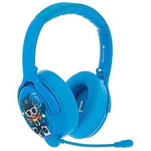 BuddyPhones Cosmos+ Active Noise Cancelling Bluetooth Hoofdtelefoon voor kinderen - Over-Ear Volume Beperking Opvouwbare Draadloze Hoofdtelefoon met Boom Microfoon, 24 uur Batterijduur, blauw