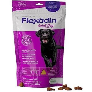 Vetoquinol Flexadin Aanvullend voer voor honden, ideaal ter ondersteuning van het gewrichtsmetabolisme, Flexadin Adult Dog, 60 eetbare tabletten, 180 g