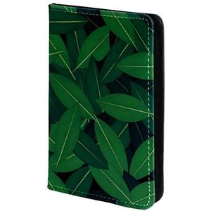Paspoorthouder, paspoorthoes, paspoortportemonnee, reisbenodigdheden groene bladeren patroon 3-01, Meerkleurig, 11.5x16.5cm/4.5x6.5 in