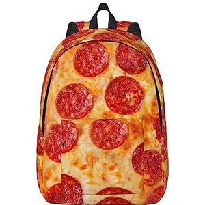NOKOER 3d Pizza Pepperoni Gedrukt Canvas Rugzak,Laptop Rugzak,Lichtgewicht Reisrugzak Voor Mannen En Vrouwen, Zwart, Medium, Rugzak Rugzakken
