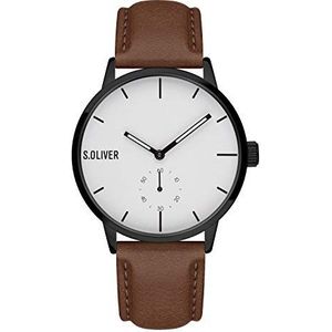 s.Oliver Time SO-4179-LQ analoog kwarts horloge met kunstlederen armband voor heren